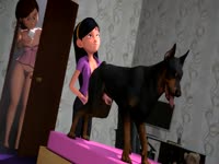 Violet Parr and her mother shares their canine dildo on the bed